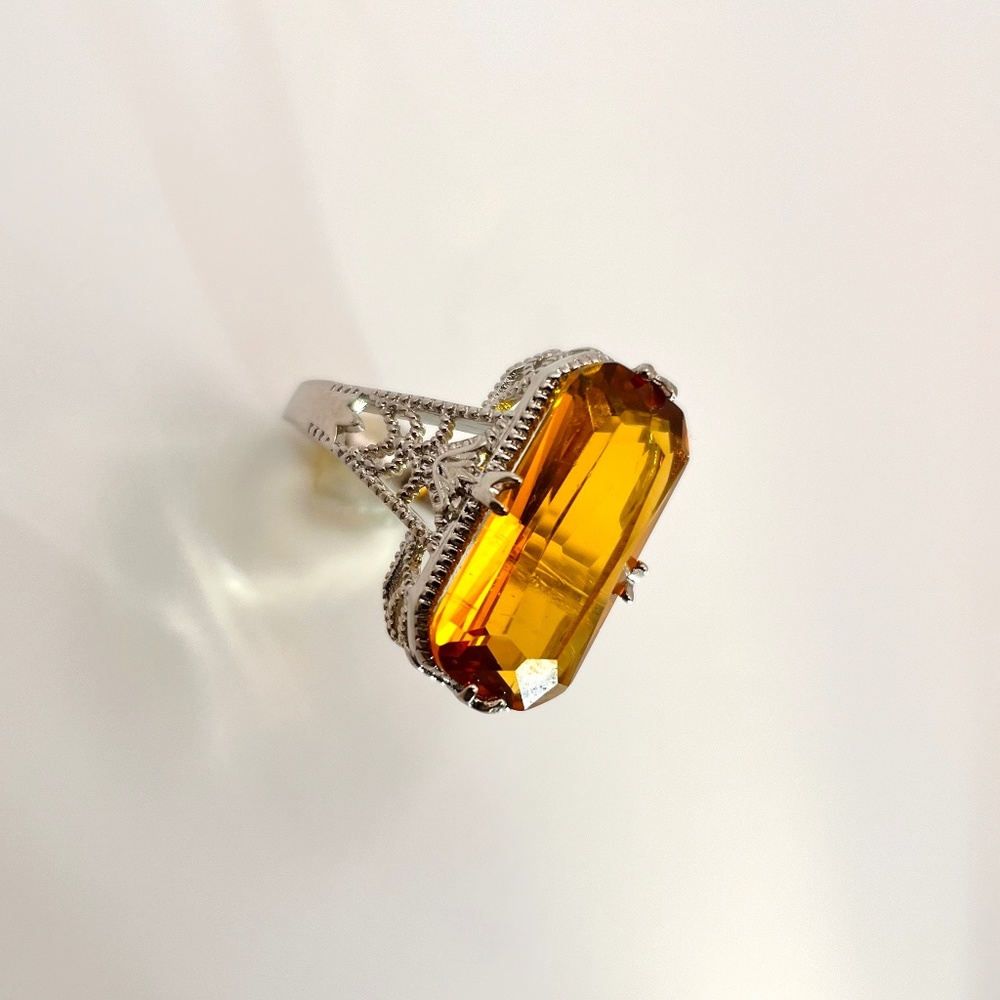 925 Sterling Silver Citrine Statement Ring - Picture 3 of 6